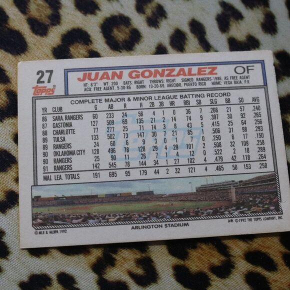 Juan Gonzalez #27 Baseball Card - Picture 2 of 2